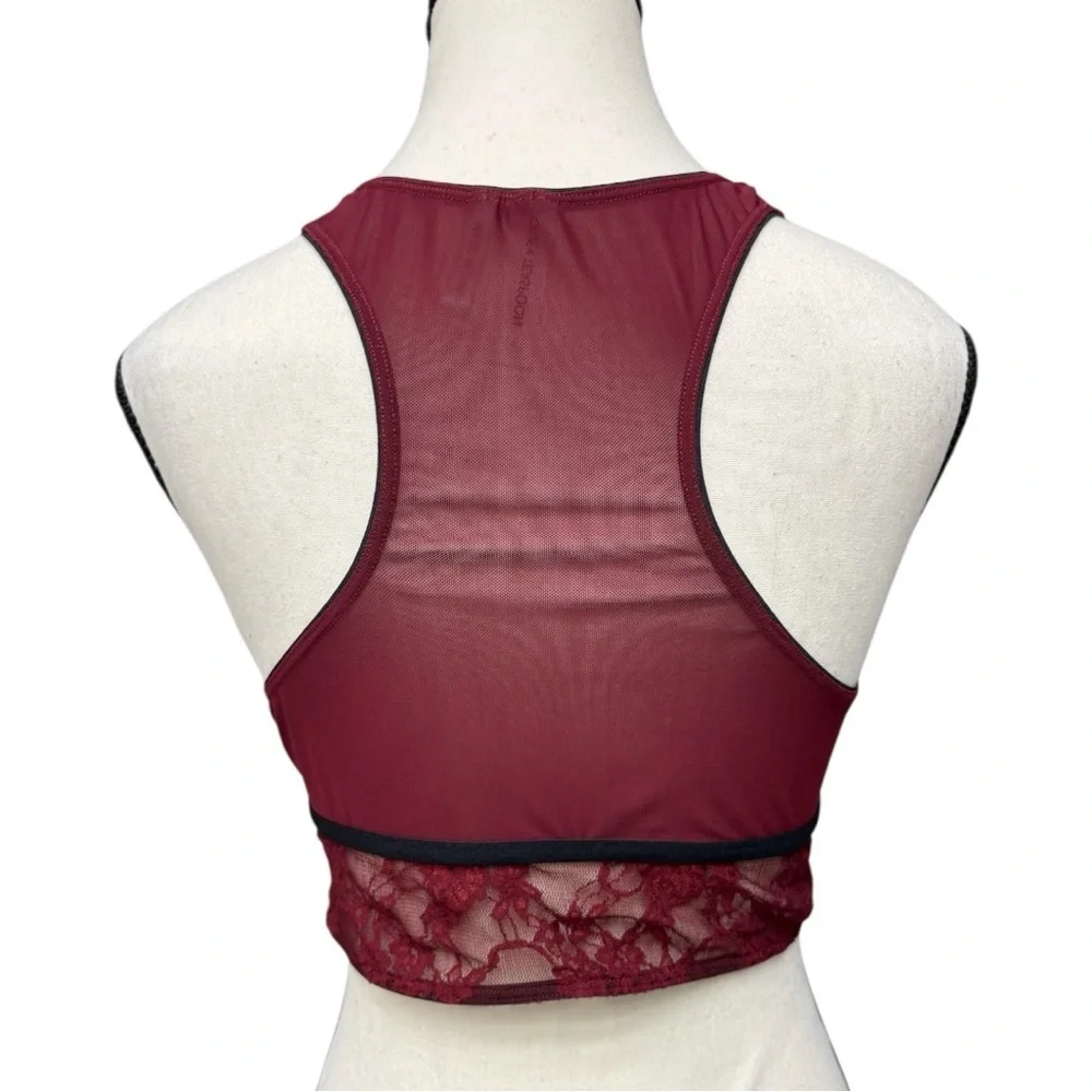 One Teaspoon Wine Red Mesh Lace Bralette Size Small Casual Loungewear Bra